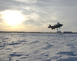 The F-35B Lightning II Pax River Integrated Test Force (ITF) is shown conducting flight test operations with aircraft BF-01, an F-35B short take-off/vertical-landing (STOVL) variant of the Joint Strike Fighter (JSF), following a January 2014 snow storm at Naval Air Station Patuxent River, Md. The ITF is currently conducting Icing Evaluation testing with aircraft BF-05 at the 96th Test Wing's McKinley Climatic Laboratory (MCL) at Eglin AFB. (Lockheed Martin photo by Layne Laughter.) 