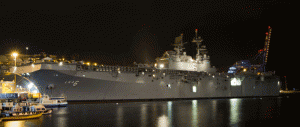 USS America seen pierside in Valparaiso, Chile, 8/26/14. Credit Photo: USS America