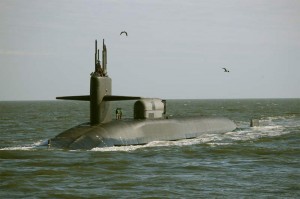 USS GeorgiaThe guided-missile submarine USS Georgia (SSGN 729) transits the St. Marys River, Nov. 24, 2008, while conducting regularly schedule underway training. The Ohio-class submarine departed Bahrain Sept. 28, 2009, following a regularly-scheduled four-day port visit to the kingdom. The visit marked Georgia's first visit to Bahrain and the first-ever port call by an Ohio-class submarine to Khalifa Bin Salman Port. Such port visits and work with allies is an increasingly significant part of the USN’s global presence operations.  Source:  US Naval Forces 5th Fleet Public Affairs  11/24/08