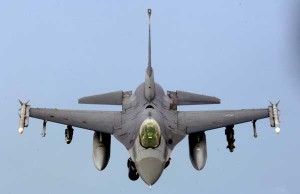 An F-16 Fighting Falcon flies a close air support mission over Iraq May 7, 2006. The Hill Air Force Base F-16 is deployed to Balad Air Base, Iraq, in support of Operation Iraqi Freedom. (Credit: US Central Command Air Forces 5/7/06)