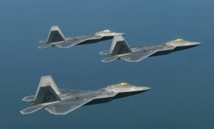 F-22A Raptor pilots with the 94th Fighter Squadron at Langley Air Force Base in Virginia, fly in 10 ship aircraft formation on Aug 17 in Celebration of the squadron's 90th Birthday. The 94th Fighter Squadron is the second continuously-active fighter squadron in the United States. Formed on Aug 20, 1917, at Kelly Field, Texas, it is the first all-American squadron to fly a patrol in France during World War I. (United States Air Force Photo by Staff Sgt Samuel Rogers)