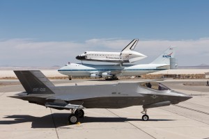The past and the future on an Edwards AFB runway.  Credit: Lockheed Martin 