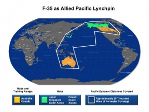 The Pacific F-35 Fleet can be sustained through a network of hubs and training ranges. Credit Graphic: Second Line of Defense 