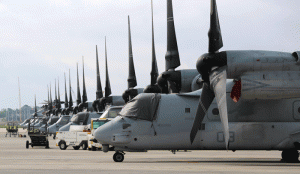 The Osprey flight line as the MEU prepares to deploy from New River. Credit Photo: SLD, 2012 