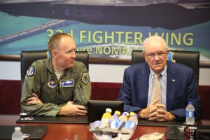 Wynne with the CO of the 33rd Fighter Wing, September 2013. Credit Second Line of Defense 