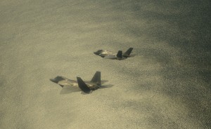 the F-35 and F-22 are seen flying together at Eglin AFB.  These photos were shot on September 9, 2012 and are credited to Major Karen Roganov, Team Eglin PA, 33rd FW and Sgt. Jeremy Lock.