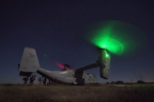 Students from the Infantry Officer Course (IOC) at Marine Corps Base Quantico, Va., completed a "Proof-of-Concept" 1,100 mile, long-range operation from Twentynine Palms, Calif., to Fort Hood, Texas, via MV-22 Ospreys, on Dec. 15, 2013.  The Marines fast-roped into a mock city to secure the embassy and rescue key U.S. personnel. Credit: USMC, 1/2/14 