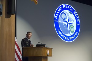 General Palomeros making opening speech at last year;s Allied Reach conference in Norfolk, VA. Credit: ACT.