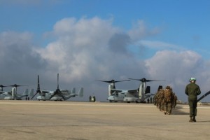 Boarding Ospreys for the training exercise. Credit Photo: Murielle Delaporte