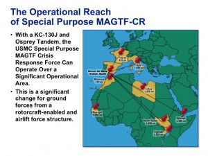 The Operational Reach of the SP-MAGTF SR in miles. Credit Graphic: SLD 