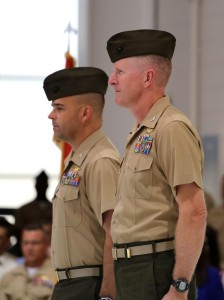 Col. Orr and Col. Rauenhorst preparing for the change of command. Credit Photo: Second Line of Defense