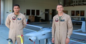 Sgt. Lopez and Lt. Col, Faught standing in front of the RQ-21A.>USMC Air Station, Cherry Point, North Carolina: Credit: Second LIne of Defense 