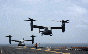 VMX-22 operated aboard the USS America working on ship integration with the Osprey. Credit: USS America 