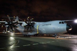 The first Airbus A400M new generation airlifter for the German Air Force has now been painted in its new colours at the Airbus Defence and Space facility in Seville, Spain. Credit: Airbus Defence and Space, 10/10/14 