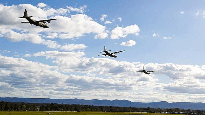 RAAF C-130s September 2014 Flyover Sydney Harbor and Richmond Air Base ...