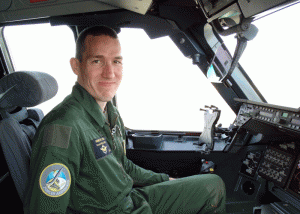 Lt Col. Paillard seen in an A400M cockpit at Bricy. Credit: Second Line of Defense