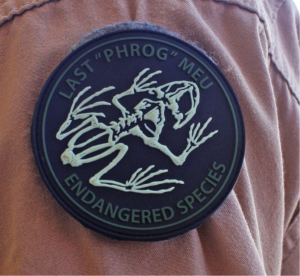 A patch worn by Capt. Brett Bishop commemorates the last CH-46E squadron mission with Japan-based 31st Marine Expeditionary Unit. US Naval Institute Photo