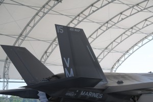 Beauafort F-35B with USS WASP markings as seen at the MCAS Beaufort as the trials began. Credit: Second Line of Defense