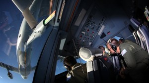 Royal Australian Air Force KC-30A Multi-Role Tanker Transport aircraft conduct their first air-to-air refuelling boom contact. *** Local Caption *** On 13 May 2015, the first air refuelling boom contact was made by a RAAF crew of the KC-30A Multi-Role Tanker Transport (MRTT) aircraft. During a three hour flight from RAAF Base Amberley, the crew deployed the 17-meter long Aerial Refuelling Boom System (ARBS) which is mounted beneath the tail of the fuselage. Using fly-by-wire controls, the crew made 14 successful contact between the ARBS and a refuelling receptacle of another KC-30A, although no fuel was transferred. The RAAF operates five KC-30As, the first being introduced in mid-2011. Each KC-30A can carry more than 100 tonnes of fuel, using the ARBS or a pair of hose-and-drogue refuelling pods to offload the fuel in-flight. Credit: Australian MoD