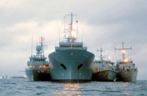 StandingNATO Mine Countermeasures Group 1 at Anchor Off of Kiel. Credit Photo: Murielle Delaporte 