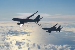 KC-30A MRTT and E-7A Wedgetail conduct Air to Air refuelling testing in the airspace near RAAF Williamtown. *** Local Caption *** Air-to-air refuelling trials between KC-30A Multi-Role Tanker Transport and E-7A Wedgetail From 1-13 June 2015, air-to-air refuelling (AAR) trials were conducted between a RAAF KC-30A Multi-Role Tanker Transport (MRTT) and an E-7A Wedgetail Airborne Early Warning and Control (AEW 