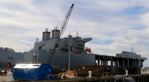 Military Sealift Command ship USNS Lewis B. Puller seen in Norfolk on December 14, 2015. Credit: Second Line of Defense 