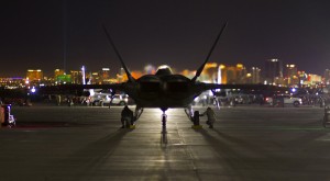 A Tyndall F-22 Raptor is ready to taxi and take off during Red Flag 16-1, Jan. 26 at Nellis AFB, Nev. Tyndall’s F-22 Raptors bring a lot to the exercise as the jet’s stealth capabilities, advanced avionics, communication and sensory capabilities help augment the capabilities of the other aircraft. (U.S. Air Force photo by Senior Airman Alex Fox Echols III/Released) 