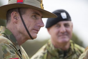 Chief of Army, Lieutenant General Angus Campbell, DSC, AM, at the range during Exercise Jericho Dawn at Puckapunyal, Victoria, on 18 March 2016. *** Local Caption *** The Royal Australian Air Force (RAAF) and the Australian Army, with support from Northrop Grumman, have successfully conducted a firepower demonstration and a combat team quick attack demonstration at Puckapunyal Military Area in Victoria as part of Exercise Jericho Dawn to display the powerful effects of integrated air and land operations. The live fire exercise allowed RAAF and Army operators, together with Defence and Industry representatives, to observe the combined air and land capabilities in two scenarios. The operators demonstrated the current capabilities, before trialling new ways to improve air-land integration, including the way that aircraft and vehicles connect and translate information through different communication networks. 