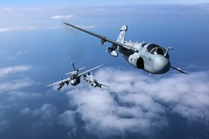 Three EA-6B Prowlers belonging to each Prowler squadron aboard Marine Corps Air Station Cherry Point conducted a "Final Four" division flight aboard the air station March 1, 2016. The "Final Four" flight is the last time the Prowler squadrons will be flying together before the official retirement of Marine Tactical Electronic Warfare Training Squadron 1 at the end of Fiscal Year 16 and the eventual transition to "MAGTF EW". MAGTF EW is a more distributed strategy where every platform contributes to the EW mission, enabling relevant tactical information to move throughout the electromagnetic spectrum and across the battlefield faster than ever before. (U.S. Marine Corps photo by Cpl. N.W. Huertas/Released) 