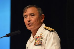 Adm. Harry Harris, commander of U.S. Pacific Fleet, has urged Pacific Army leaders to project the power of their land-based service into the air, sea and cyber domains. Credit: US Navy 
