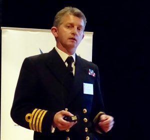 Captain Nick Walker, Royal Navy, presenting at the Williams Foundation Seminar on Air Sea Integration, Canberra, August 10, 2016