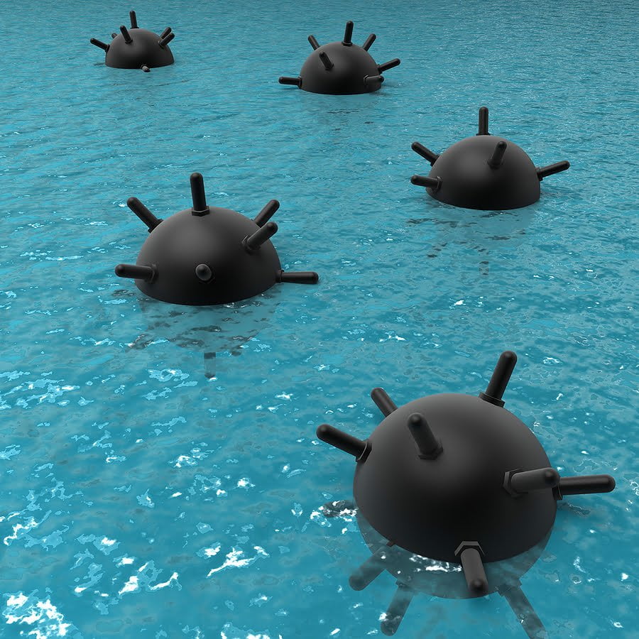 bigstock-Floating-mines-at-sea-21450776 - Second Line of Defense