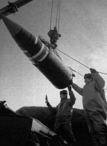 Russian tactical nuclear warhead in the field during the 1990s (Credit: http://www.energy-dimension.com/soviet-nuclear-weapons/)
