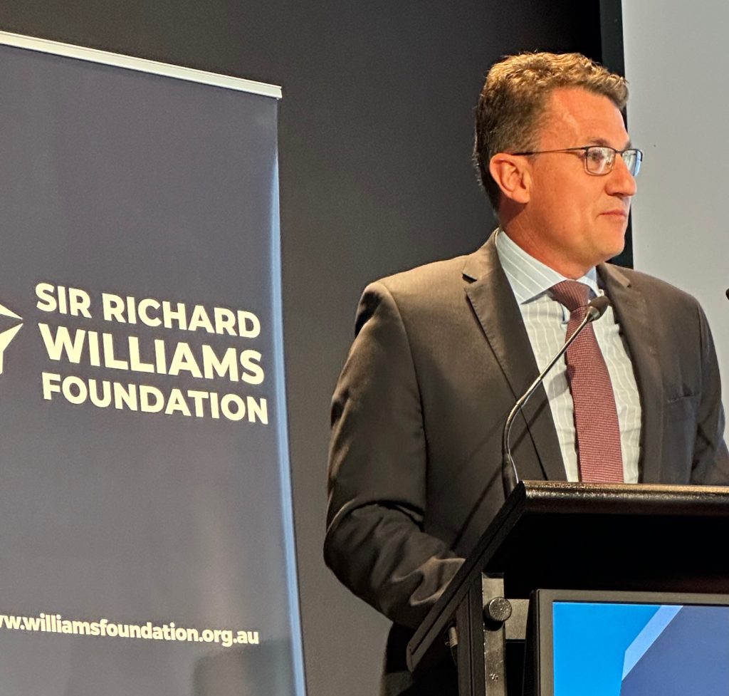 AIRMSHL (Retd) Darren Goldie charing a panel at the Sir Richard Williams Foundation Seminar September 26, 2024